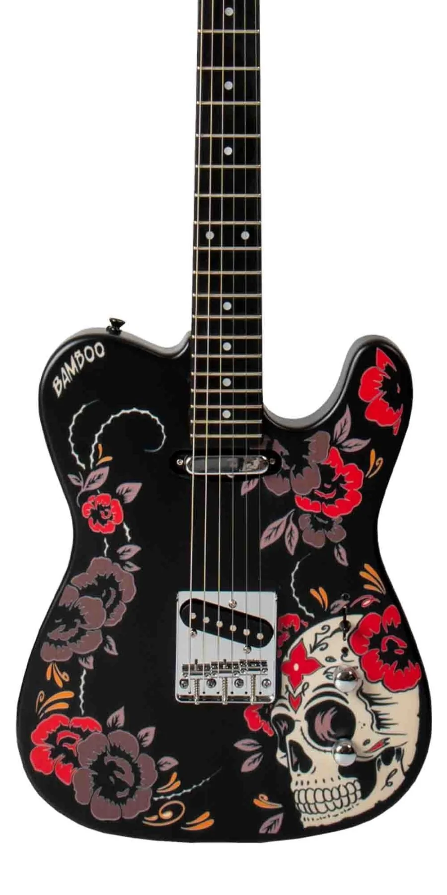 Guitarra Eléctrica Bamboo ZYCAST T-Style Santa Calavera - Imagen 4